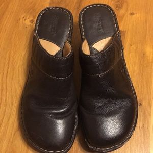 Born Leather Black Clogs Size 8